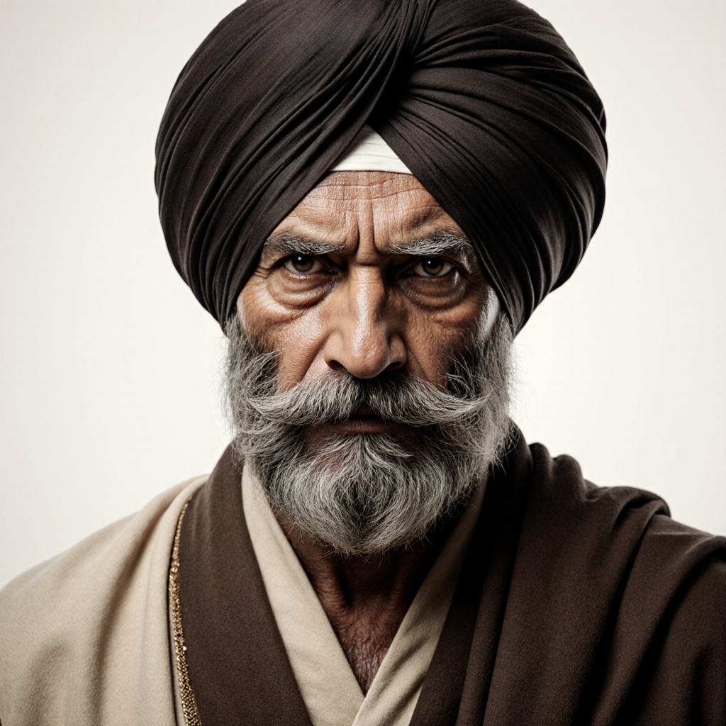 •	Age & Build: Mid-50s, slim but dignified. •	Face