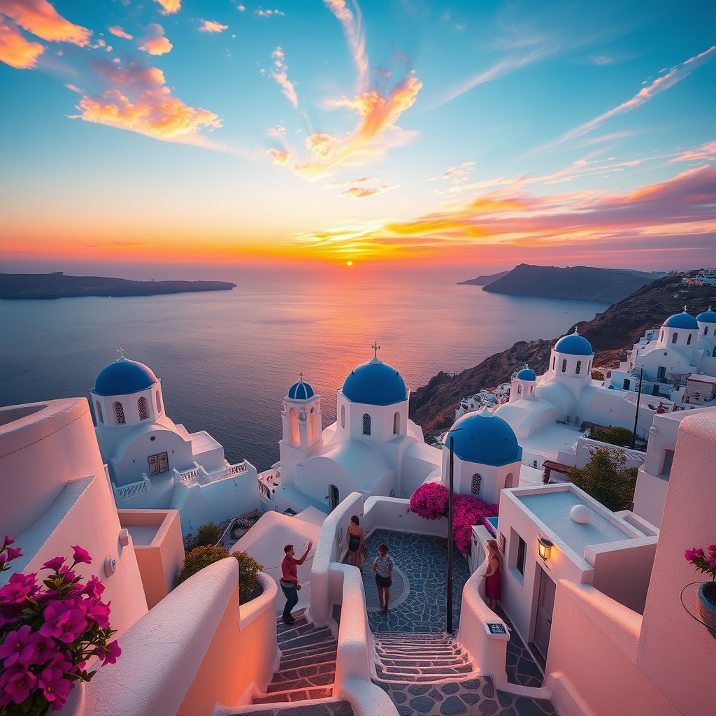 Santorini, Greece – Blue Domes & Bold Sunsets
