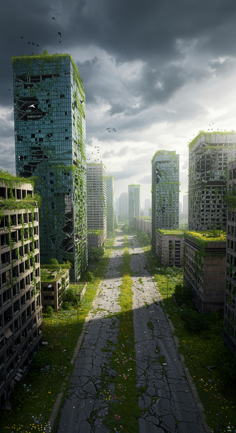 destroyed city