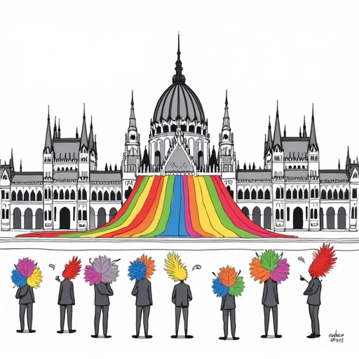 Budapest Hosts 30th Annual Pride March single-panel cartoon