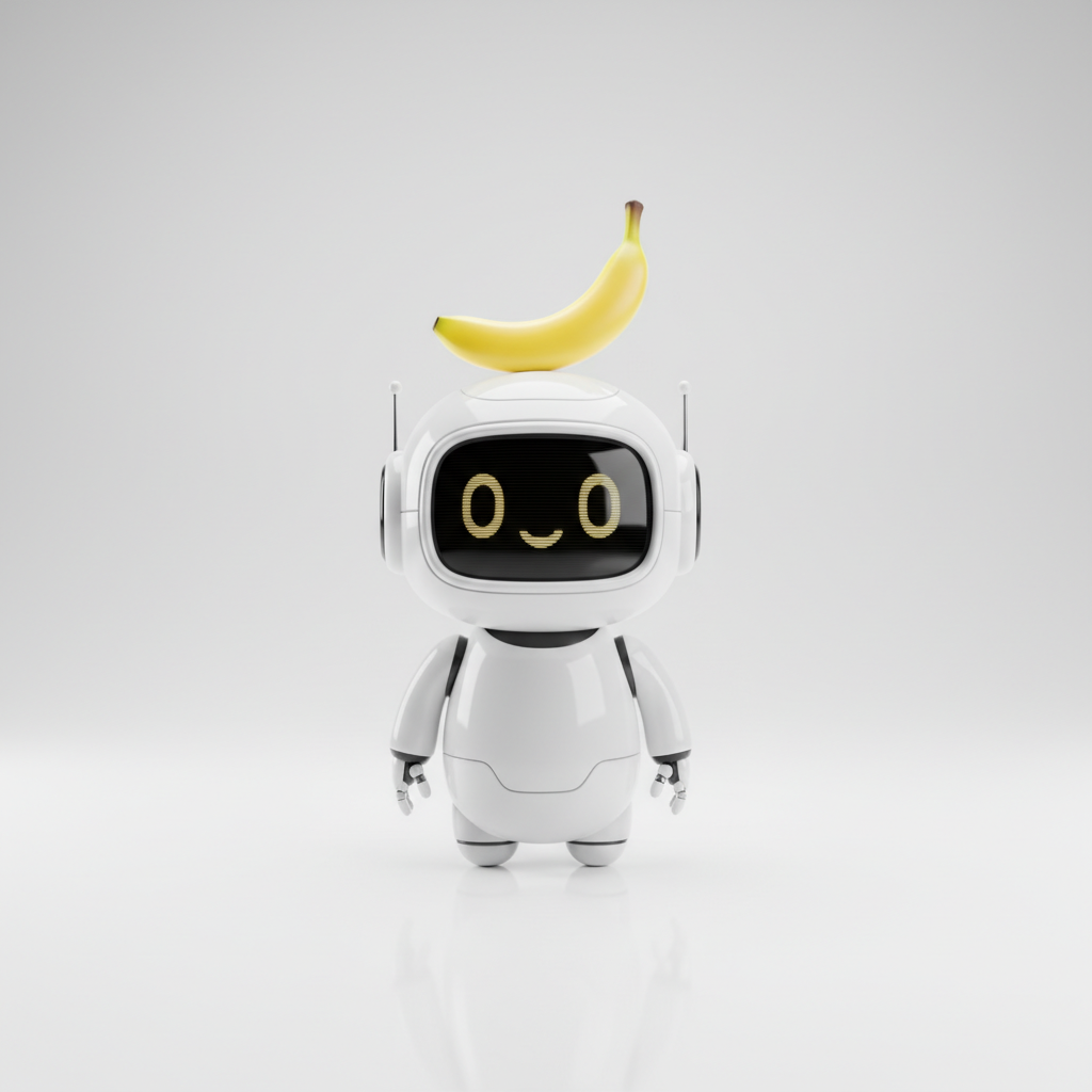 A 3D rendered mascot of a friendly, small robot.