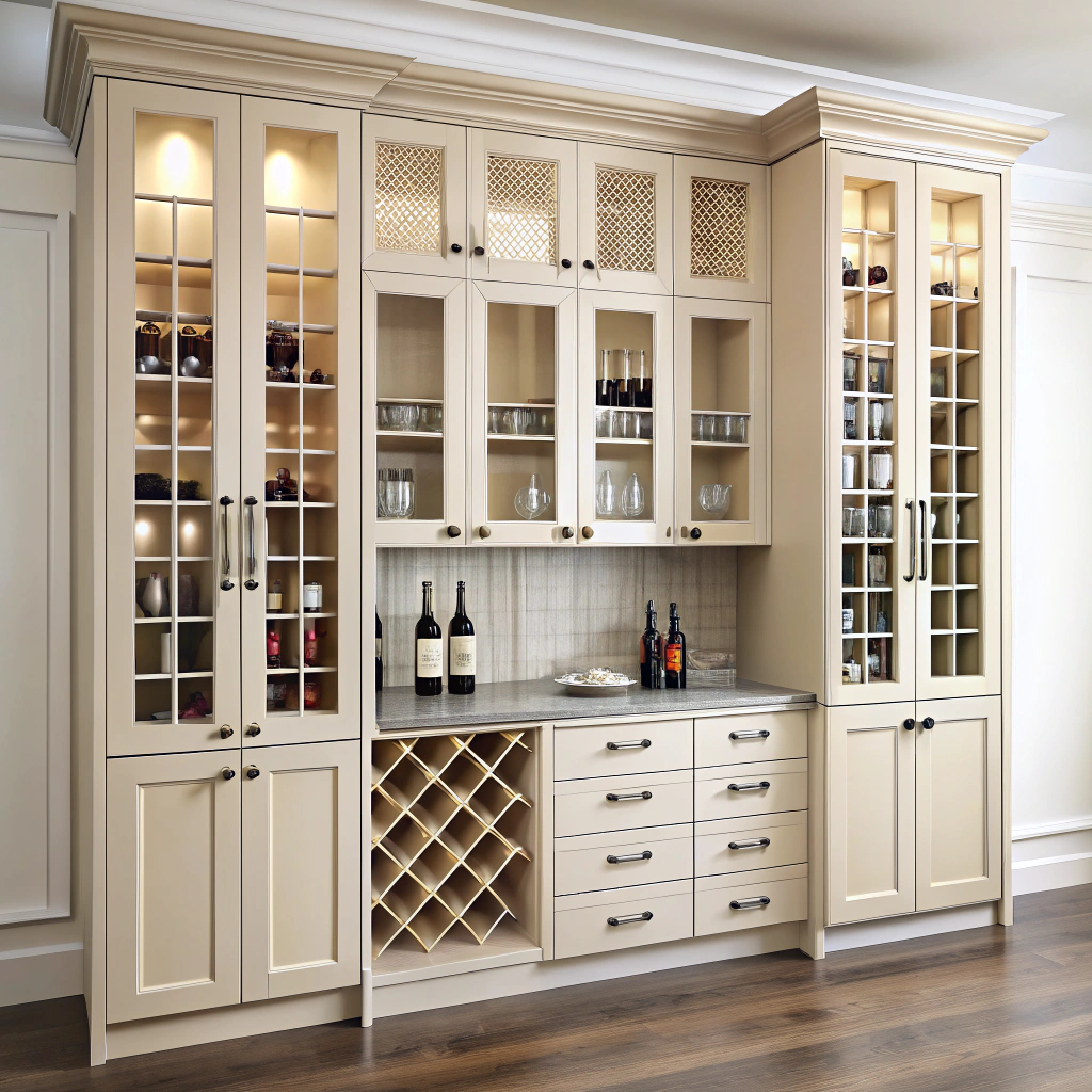 Elegant 3D Pantry Design with Wine Rack