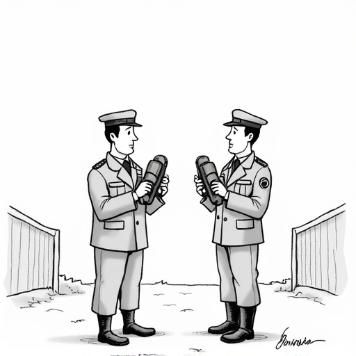 North Korea Removes Loudspeakers from Border single-panel cartoon