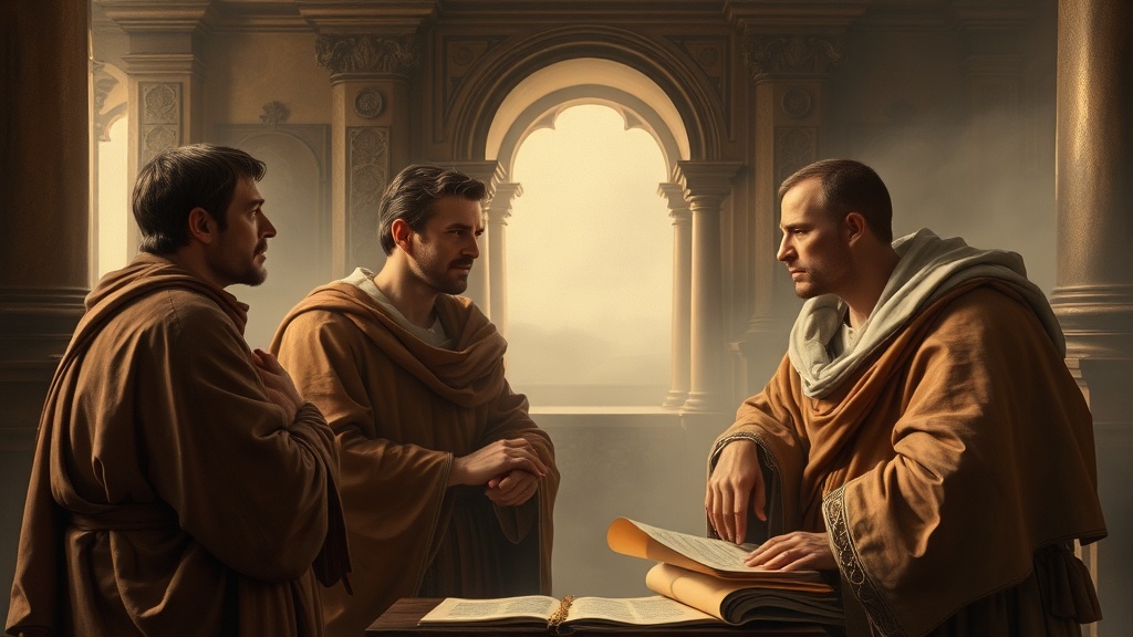 공적인 비밀과 도덕성을 표현한 상징적 그림