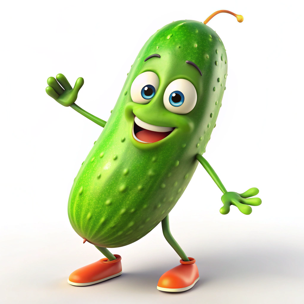 Animated Cucumber Sprite with Legs - Cartoon Style Animated Cucumber Sprite with Legs - Cartoon Style