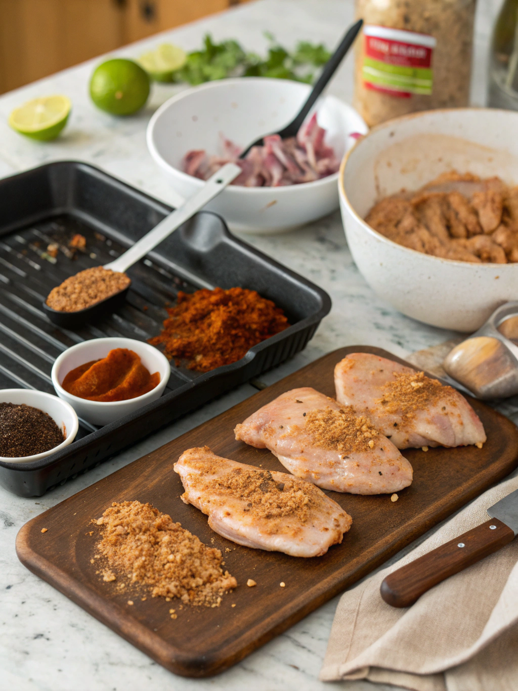 Cooking chipotle chicken in a pan