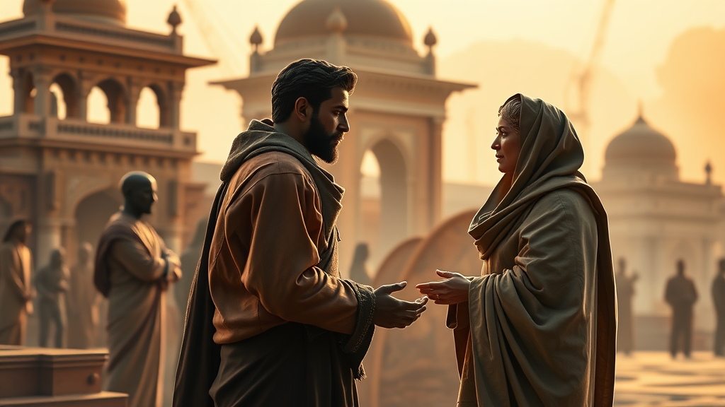 무역 정책의 조화를 상징하는 장면