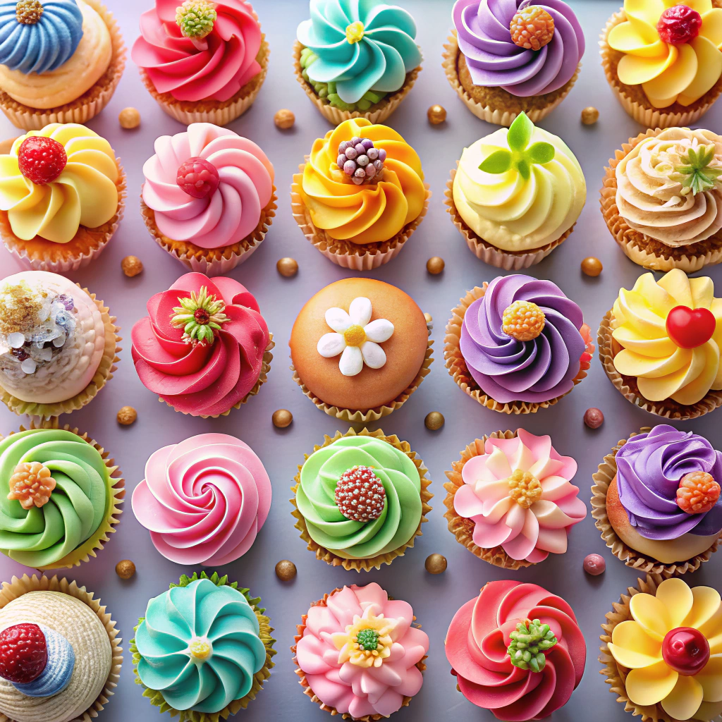 Vibrant Nimble Cupcakes Display - Perfectly Arranged Vibrant Nimble Cupcakes Display - Perfectly Arranged