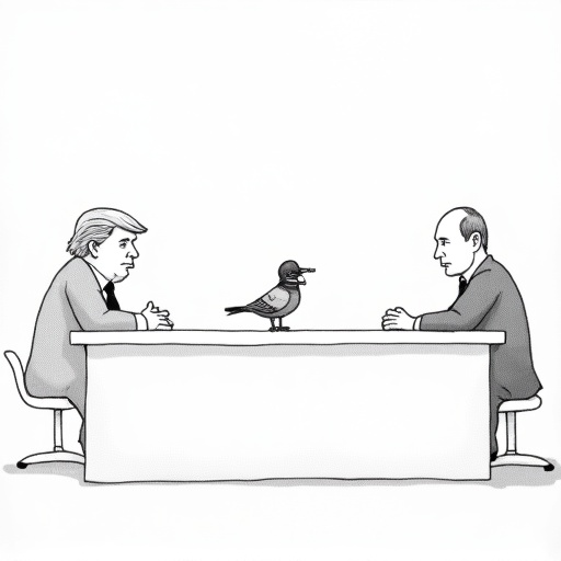 Trump Plans Meeting with Putin on Ukraine Peace Deal single-panel cartoon