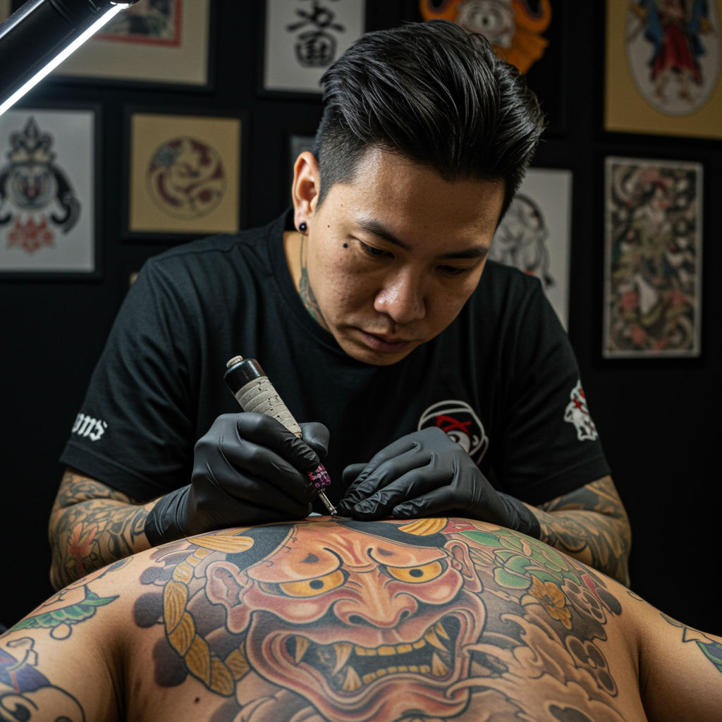oni mask tattoo