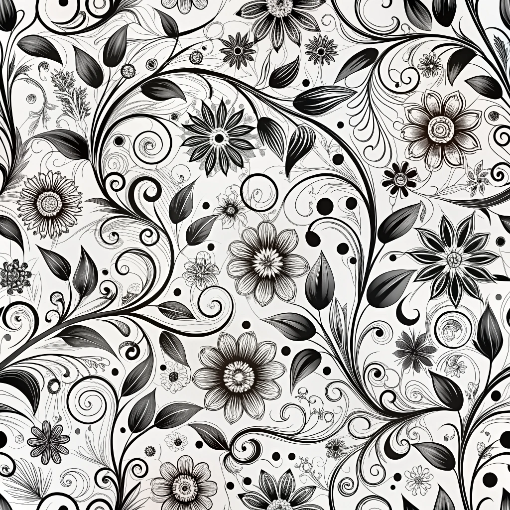 Elegant Black & White Floral Pattern Design
