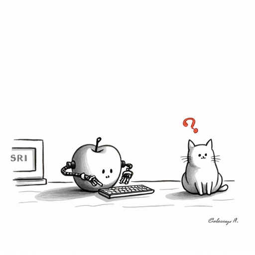 Apple Considers AI Technology for Siri Upgrade single-panel cartoon