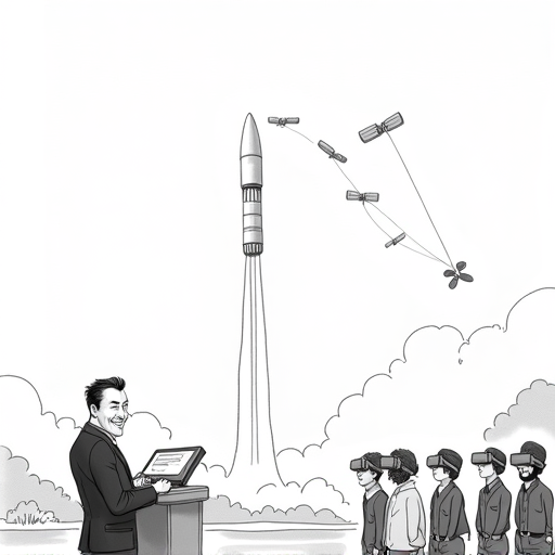 SpaceX Successfully Deploys 26 Satellites into Orbit single-panel cartoon