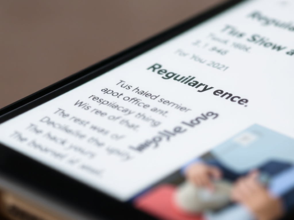 یک نمای نزدیک از صفحه نمایش گوشی هوشمند که یک فید خبری با تبلیغات سیاسی تار را نشان می‌دهد، با تاکید بر شفافیت و متن قانونی. تصویر باید واقع‌گرایانه و با کیفیت بالا و لحنی حرفه‌ای باشد.