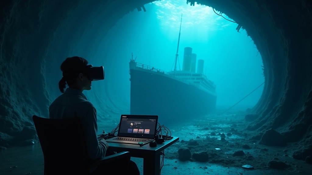 Una persona usando un visor VR durante la Experiencia Titanic Realidad Virtual