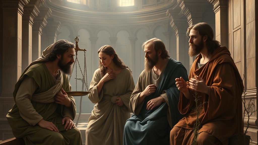 레오나르도 다 빈치 스타일로 묘사된 실패한 투자와 관련된 종교적 장면