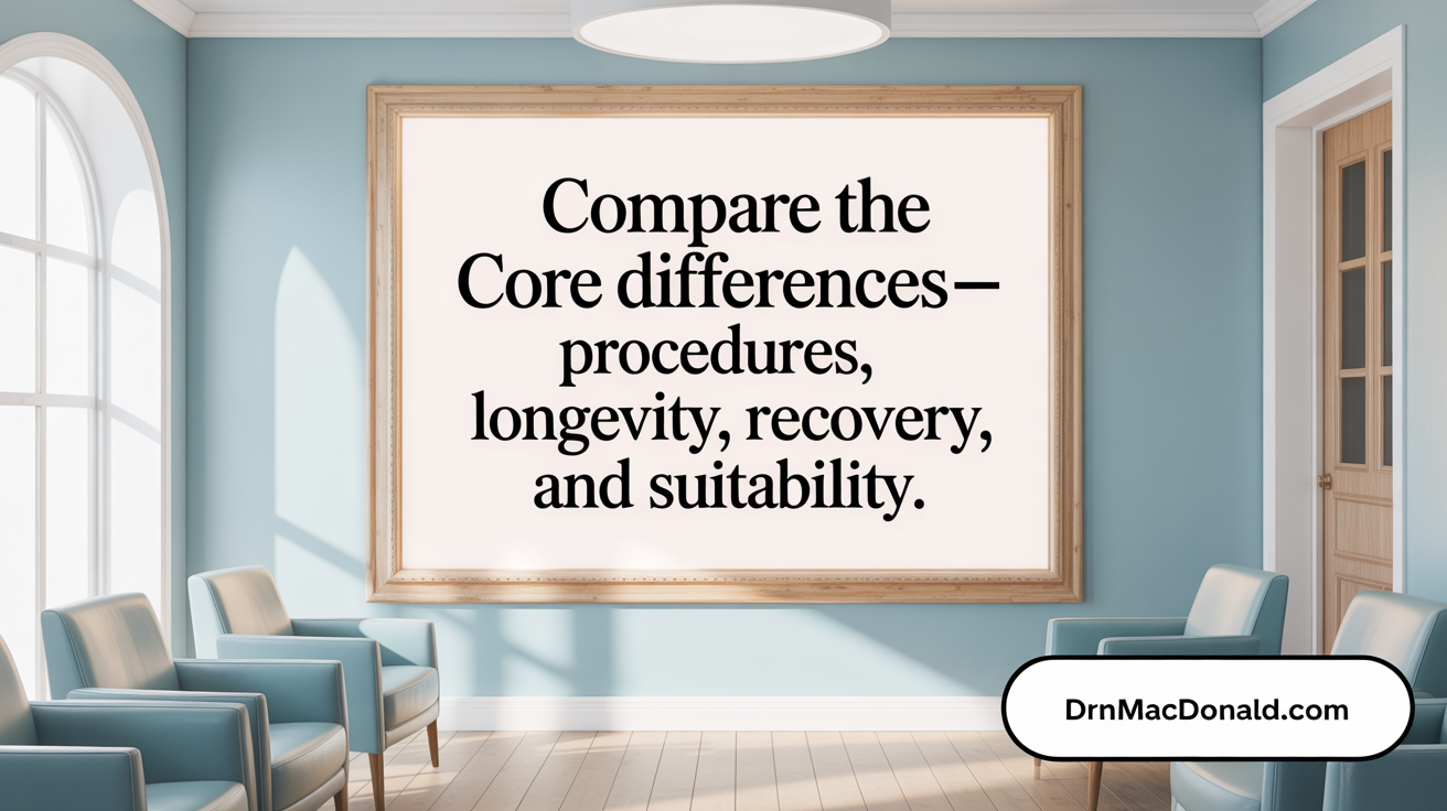 Compare the core differences—surgical scope, longevity, recovery, and suitability.