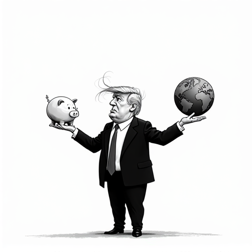 Trump Comments on Trade Deal and Market Performance single-panel cartoon