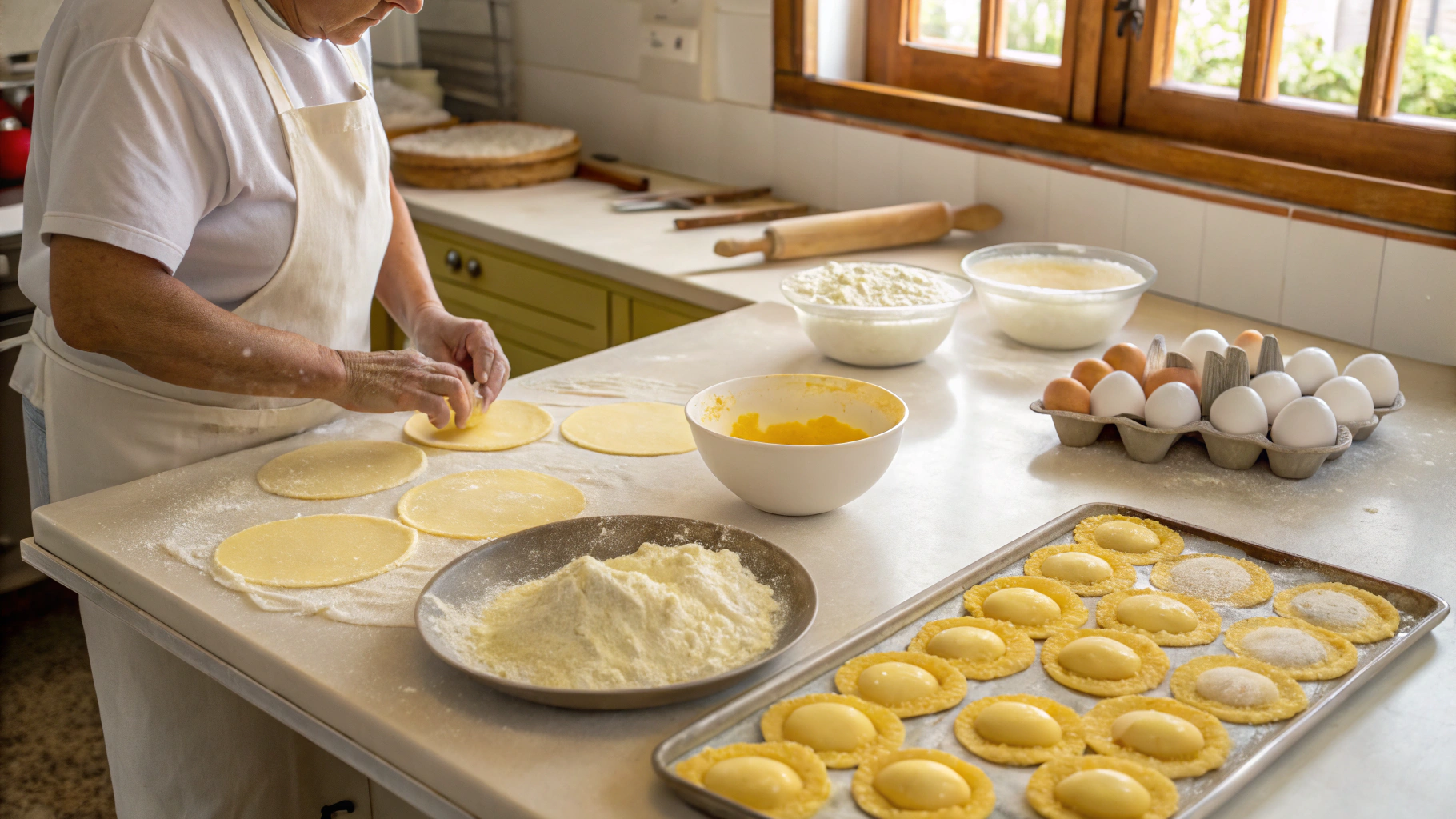 Step by step process of making Tortas de Azeitão