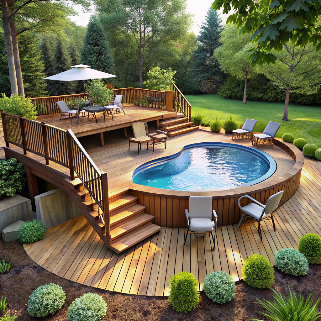 Stunning 3D Backyard Design with Pool and Deck