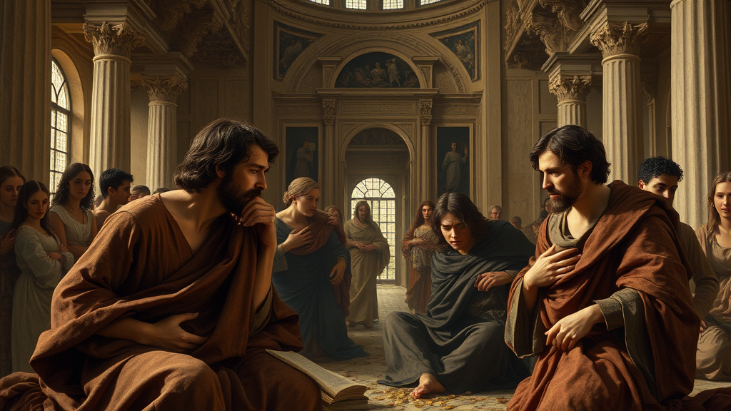 경제적 고통과 착취를 나타내는 장면