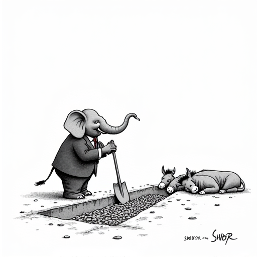 Trump's $4.5 Trillion Tax Cut Bill Passes Senate Test Vote single-panel cartoon