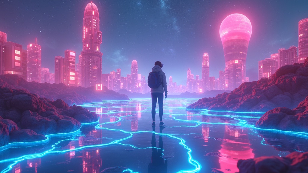 Demostración visual de la creación de un entorno virtual con la inteligencia artificial de Meta Horizon Studio IA