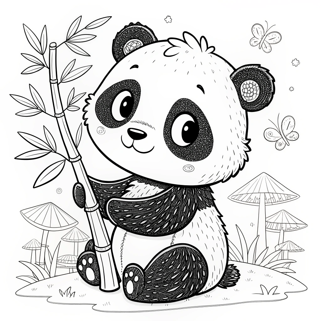 kawaii panda coloring pages