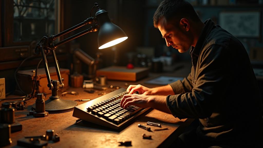 El teclado mecánico de lujo Seneca sobre una base de madera, un ejemplo de hardware premium popular en Silicon Valley.