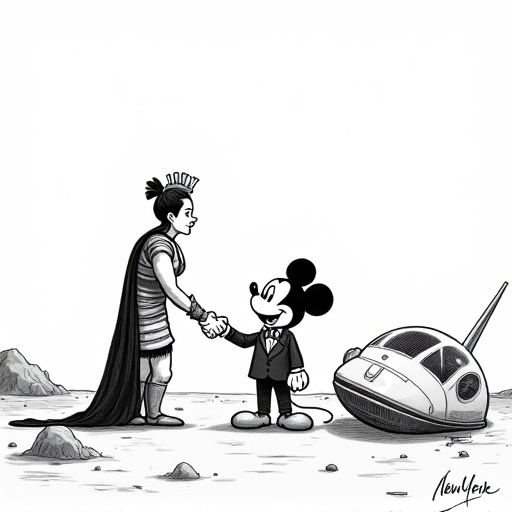 Gina Carano Settles Lawsuit with Disney and Lucasfilm single-panel cartoon