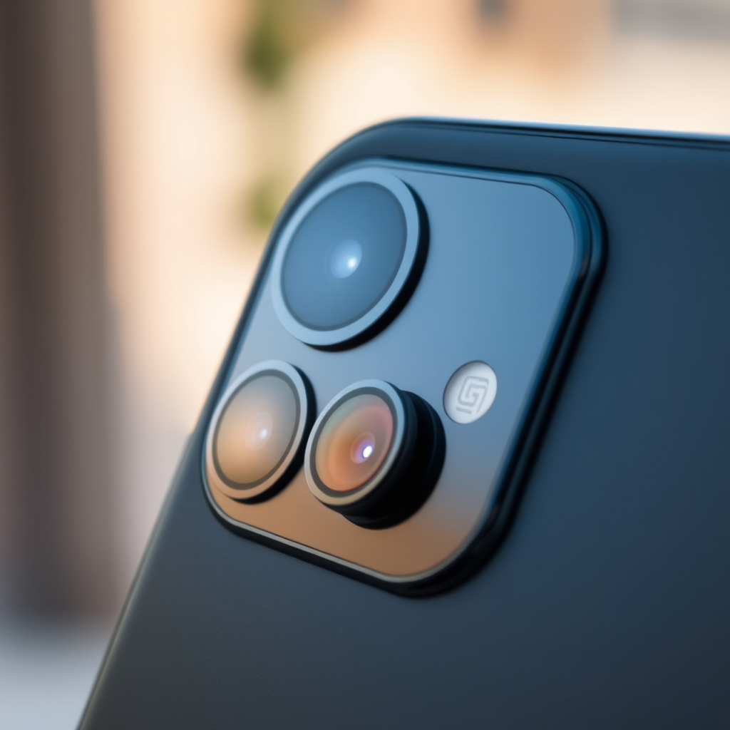 نمای نزدیک از ماژول دوربین یک گوشی هوشمند مدرن با لنزهای متعدد برای بررسی گوشی های هوشمند