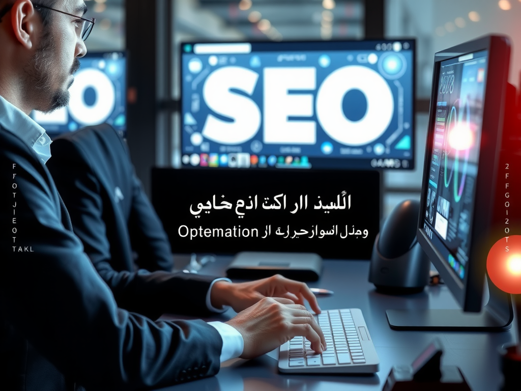یک فرد متخصص در حال استفاده از کامپیوتر برای بهینه سازی سئو با افزونه هوش مصنوعی سئو