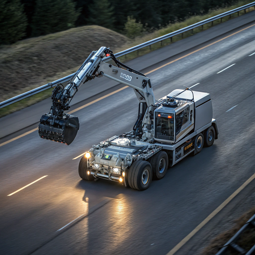 A realistic looking vehicle which uses a magnet suspended in front of itself from an arm attached to the back of the vehicle to drive it forward