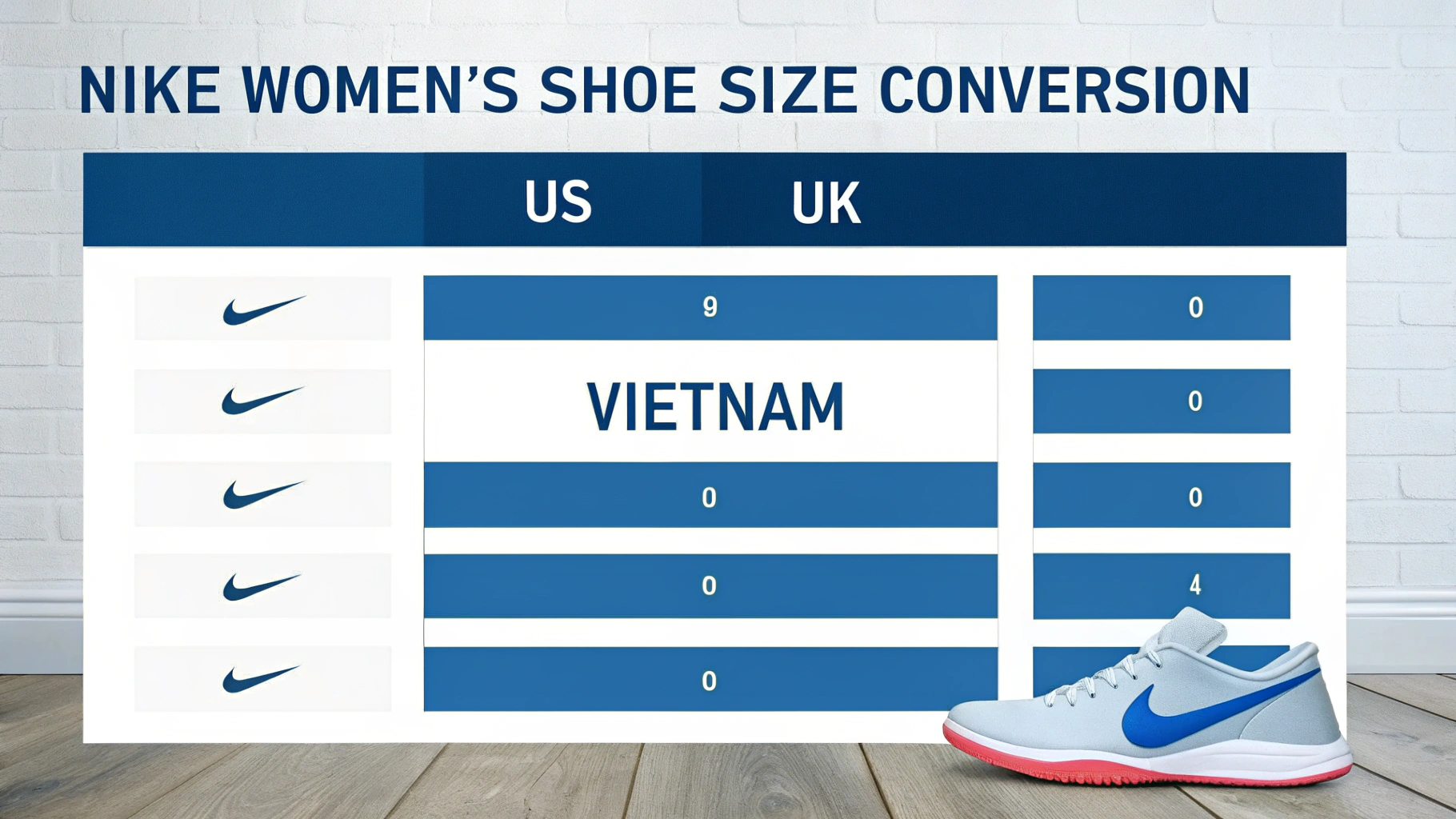 Bảng size giày nữ hãng Nike giúp chọn size phù hợp